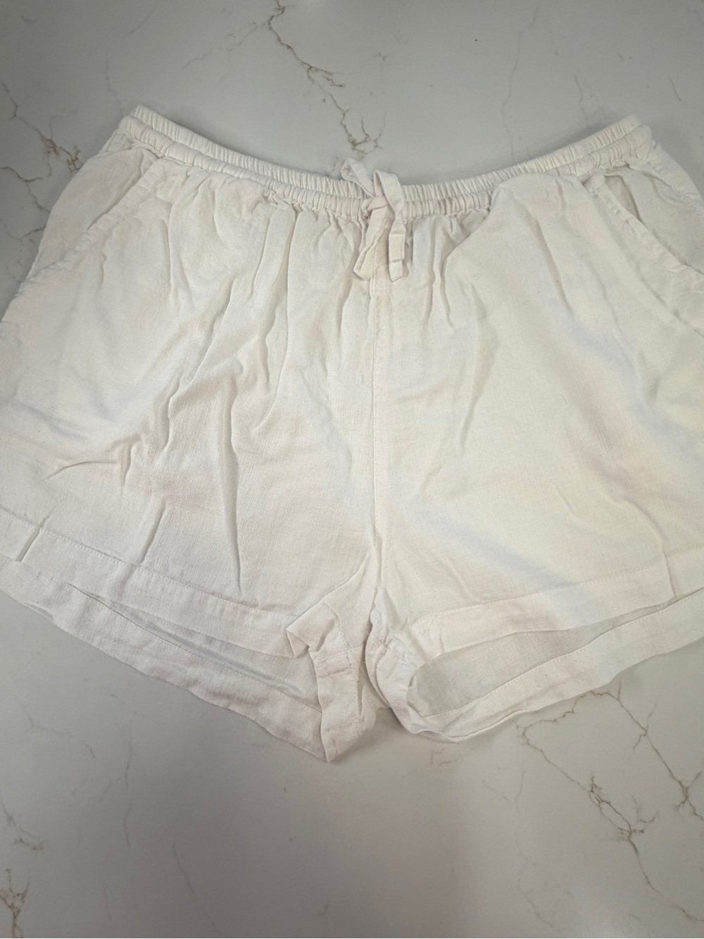 Lightweight Women's White Athletic Drawstring Shorts